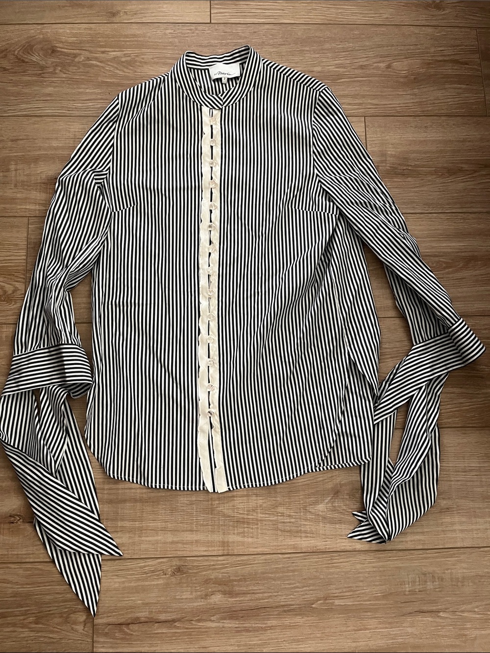 3.1 Phillip Lim striped button down shirt with tie sleeves